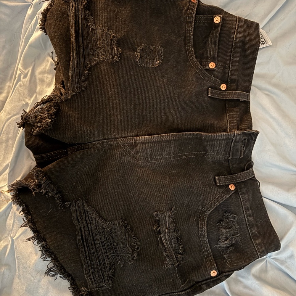 Levi's Black Distressed Jean Shorts